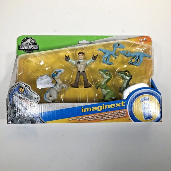 Imaginext Jurassic World Raptor Trainer Owen Gift Set Blue Charlie Delta Compy - Picture 1 of 6